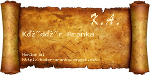 Kádár Aranka névjegykártya