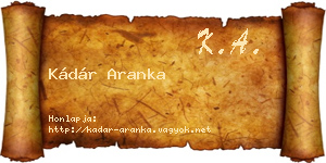 Kádár Aranka névjegykártya