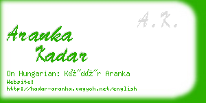 aranka kadar business card